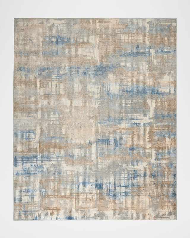 Rush Blue/Beige Power-Loomed Rug, 10' x 14'